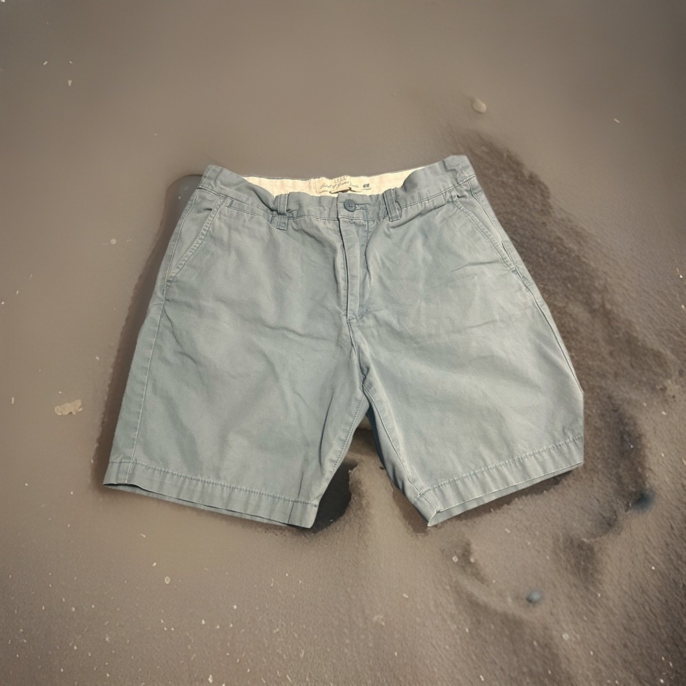 Mens H&M Casual Golf Short Size 30 Light Blue L.O.G.G 100% cotton 7 Inch Seem